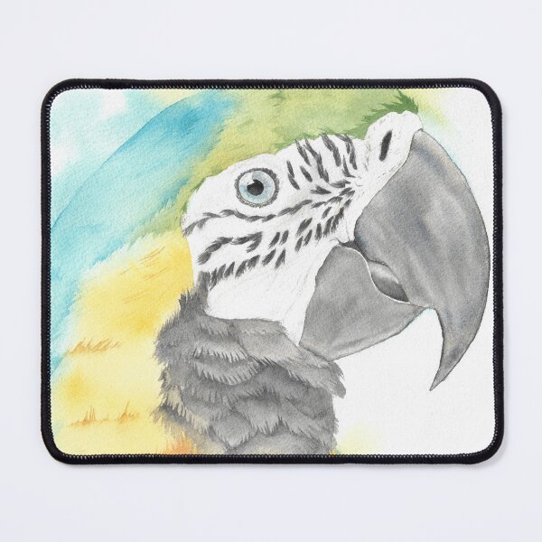 Item preview, blue and gold macaw watercolor portrait bird parrot designed and sold by L'Atelier Oranjade.