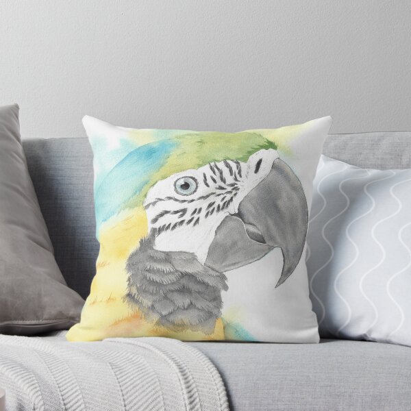 Item preview, blue and gold macaw watercolor portrait bird parrot designed and sold by L'Atelier Oranjade.