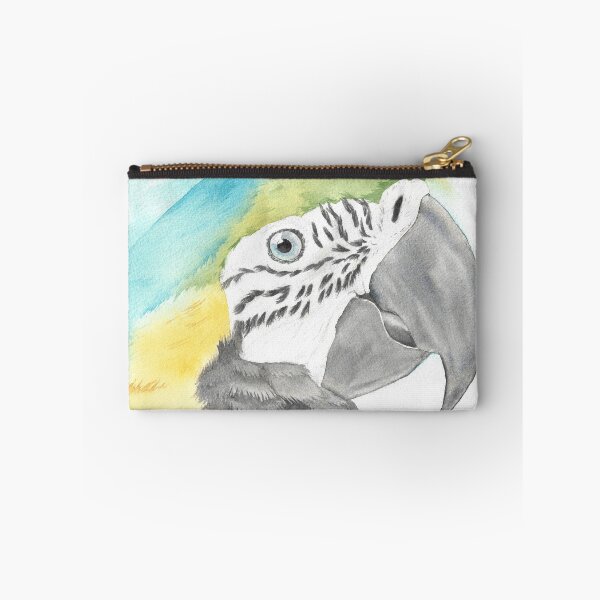 Item preview, blue and gold macaw watercolor portrait bird parrot designed and sold by L'Atelier Oranjade.