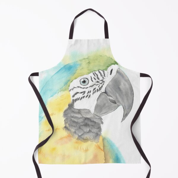 Item preview, blue and gold macaw watercolor portrait bird parrot designed and sold by L'Atelier Oranjade.