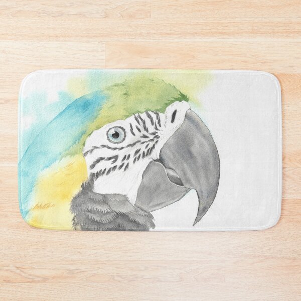 Item preview, blue and gold macaw watercolor portrait bird parrot designed and sold by L'Atelier Oranjade.