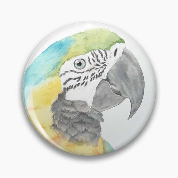 Item preview, blue and gold macaw watercolor portrait bird parrot designed and sold by L'Atelier Oranjade.