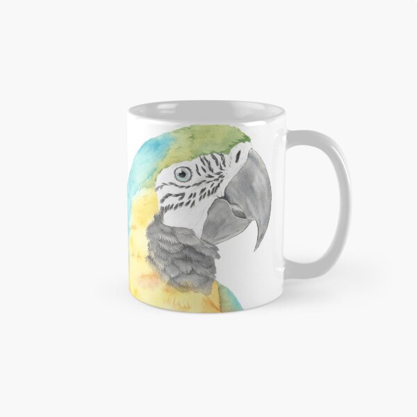Item preview, blue and gold macaw watercolor portrait bird parrot designed and sold by L'Atelier Oranjade.