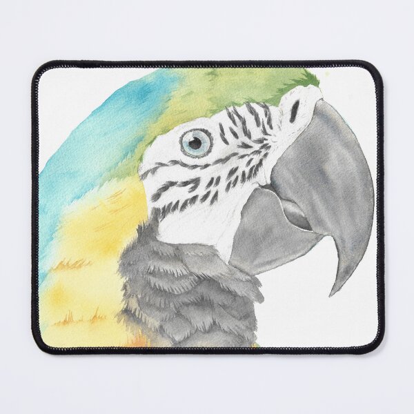 Item preview, blue and gold macaw watercolor portrait bird parrot designed and sold by L'Atelier Oranjade.