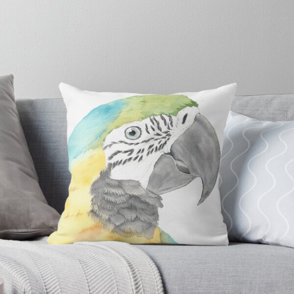 Item preview, blue and gold macaw watercolor portrait bird parrot designed and sold by L'Atelier Oranjade.