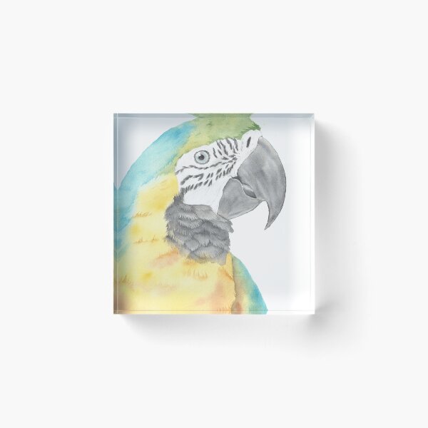 Item preview, blue and gold macaw watercolor portrait bird parrot designed and sold by L'Atelier Oranjade.