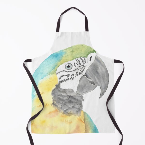 Item preview, blue and gold macaw watercolor portrait bird parrot designed and sold by L'Atelier Oranjade.