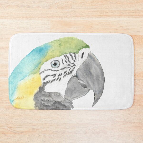 Item preview, blue and gold macaw watercolor portrait bird parrot designed and sold by L'Atelier Oranjade.