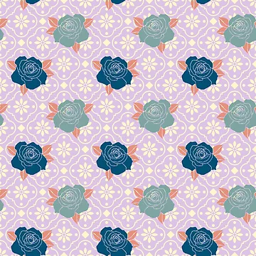 Artwork thumbnail, Two-Tone Blue Roses Pattern by Trinket-Trickster