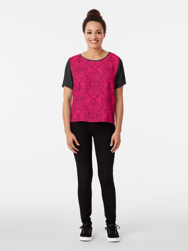 Alternate view of As the Crane Flies in Wine Chiffon Top