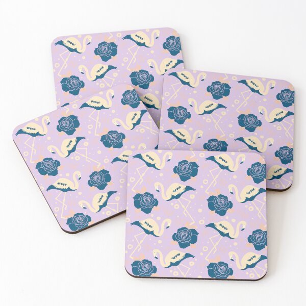 Item preview, Flamingos and Roses in Cream and Blue Pattern designed and sold by Trinket-Trickster.