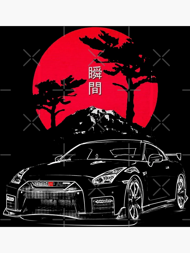 Nissan Skyline, Japanese, Sports car, Yellow and red, drifting, need for  speed Poster