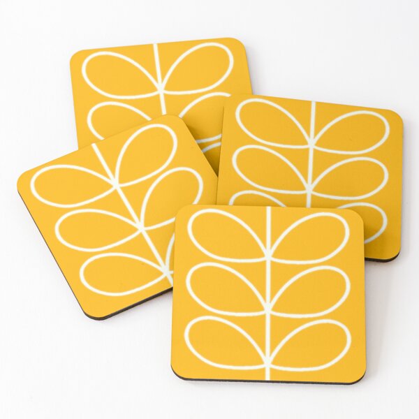 orla kiely linear stem,yellow,white Coasters (Set of 4)