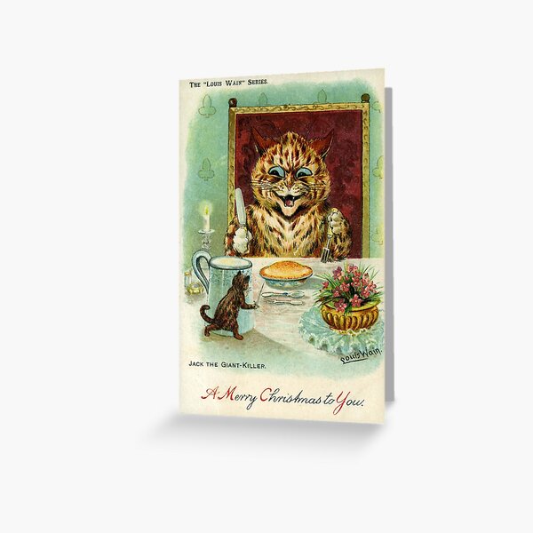 Item preview, Louis Wain Jack the Giant Killer Victorian Weird Christmas Greetings designed and sold by forgottenbeauty.
