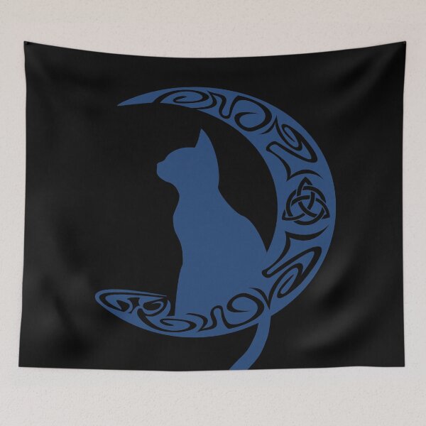 Item preview, Blue Celtic Moon Cat Triquetra designed and sold by Depic Spirit.