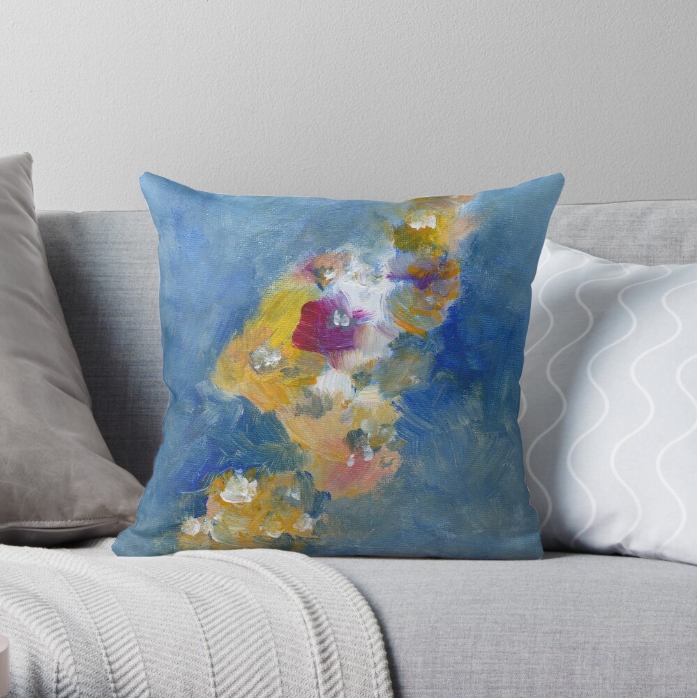 Abstract Flowers Painting Throw Pillow