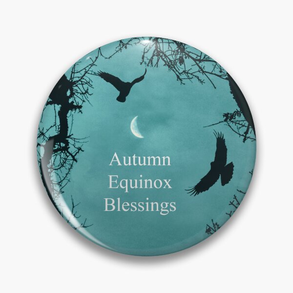 Item preview, Autumn Equinox Mabon Blessings Oak Tree Crescent Moon and Ravens designed and sold by Stephanie Laird.