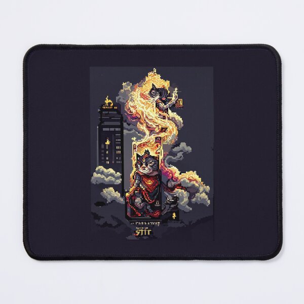 Item preview, cat hero city in flame #2 animal tarot card designed and sold by AiAnimalCards.