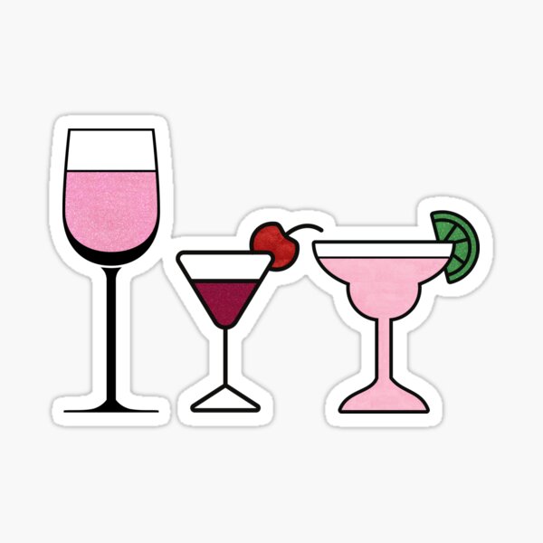 "Pink Glitter Alcohol and Cocktail" Sticker for Sale by PollyPocketPink