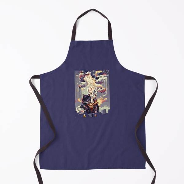 Item preview, cat hero city in flame #6 animal tarot card designed and sold by AiAnimalCards.