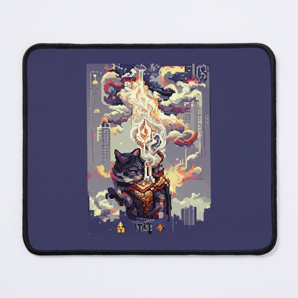 Item preview, cat hero city in flame #6 animal tarot card designed and sold by AiAnimalCards.