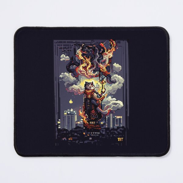 Item preview, cat hero city in flame #7 animal tarot card designed and sold by AiAnimalCards.
