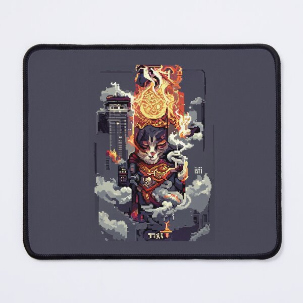 Item preview, cat hero city in flame #8 animal tarot card designed and sold by AiAnimalCards.