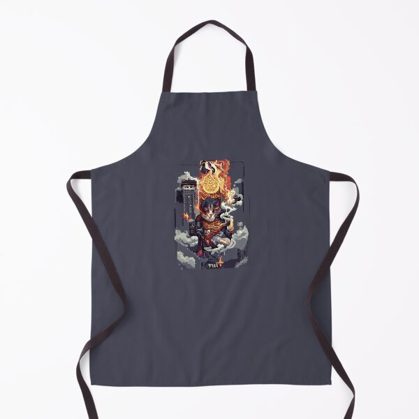 Item preview, cat hero city in flame #8 animal tarot card designed and sold by AiAnimalCards.