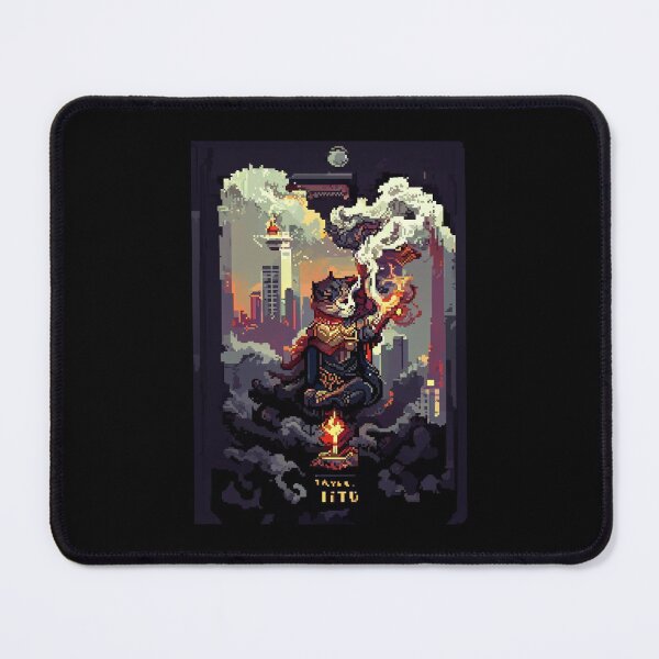 Item preview, cat hero city in flame #9 animal tarot card designed and sold by AiAnimalCards.
