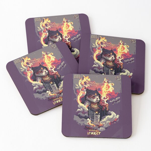 Item preview, cat hero city in flame #10 animal tarot card designed and sold by AiAnimalCards.