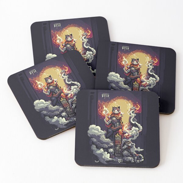 Item preview, cat hero city in flame #11 animal tarot card designed and sold by AiAnimalCards.