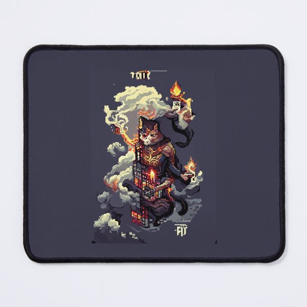 Item preview, cat hero city in flame #12 animal tarot card designed and sold by AiAnimalCards.