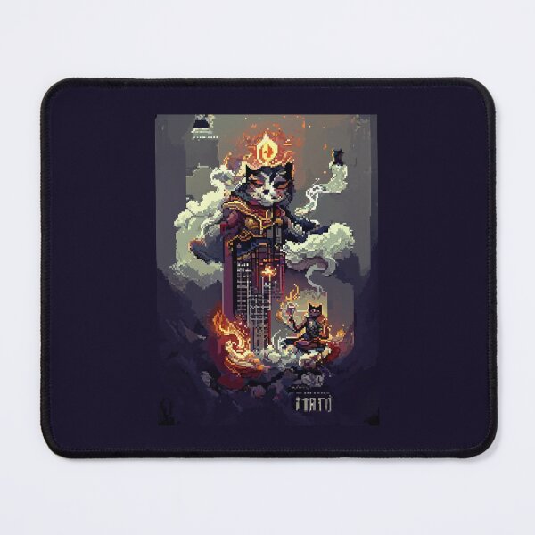 Item preview, cat hero city in flame #14 animal tarot card designed and sold by AiAnimalCards.