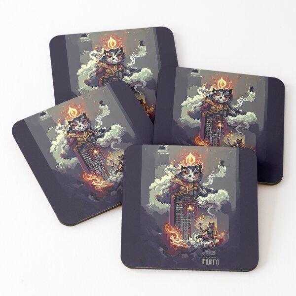 Item preview, cat hero city in flame #14 animal tarot card designed and sold by AiAnimalCards.