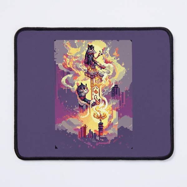Item preview, cat hero city in flame #15 animal tarot card designed and sold by AiAnimalCards.