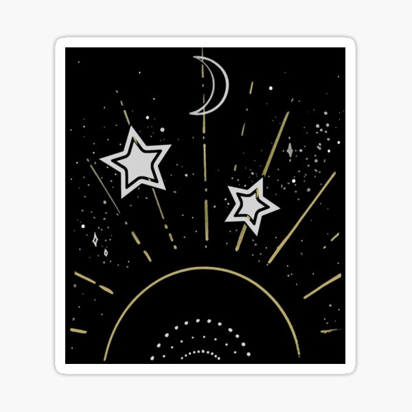 Black and Gold Sun and Stars Sticker