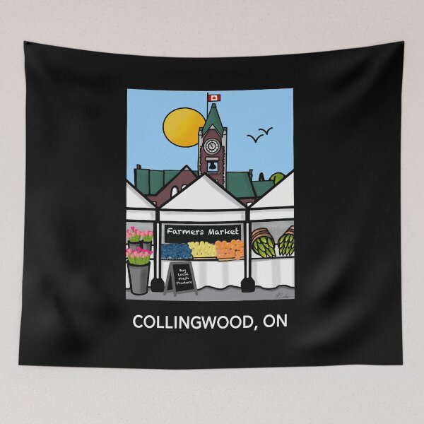 Item preview, Collingwood, ON Farmers Market on black background designed and sold by Quick Brown Fox Canada.