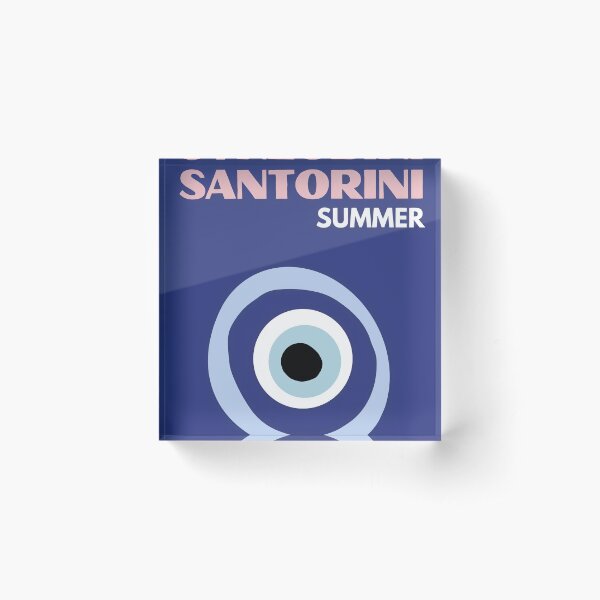 Santorini Summer Print Acrylic Block