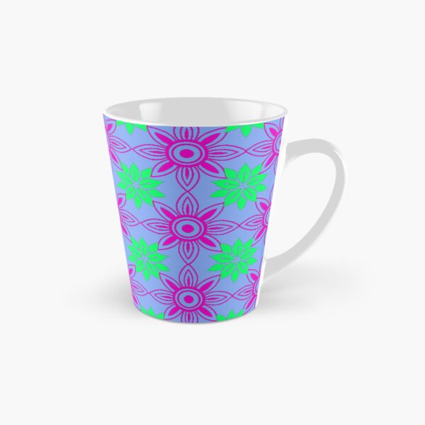 Item preview, Bright repeating flower pattern using purple and neon green on a blue background designed and sold by Wonder & Whimsy.