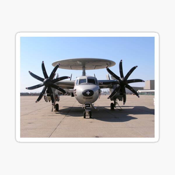 An E-2C+ Hawkeye sits on the flight line on board Naval Station Norfolk, Virginia. Sticker