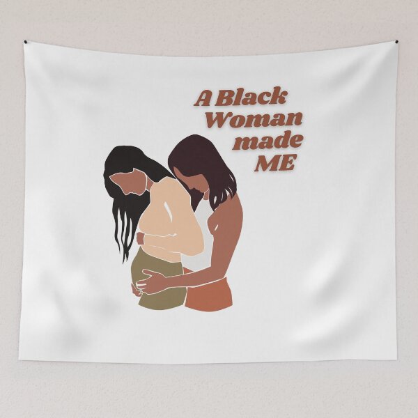 Item preview, A Black Woman made Me - outline of two proud black women, one of them, pregnant designed and sold by Mechanical-Artt.