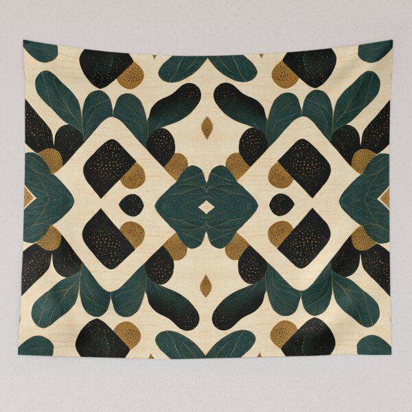 Item preview, Brown and green shapes repeating pattern designed and sold by Riverside-Moon.