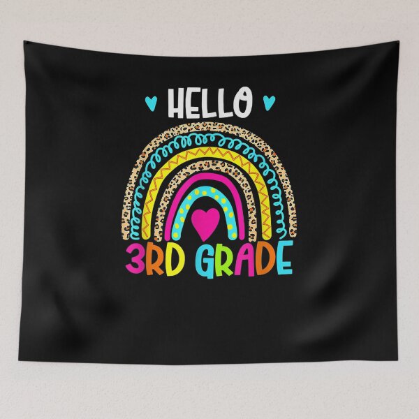 Item preview, Hello 3rd Grade Rainbow Leopard Back To School Teachers Kids  designed and sold by charalphe.