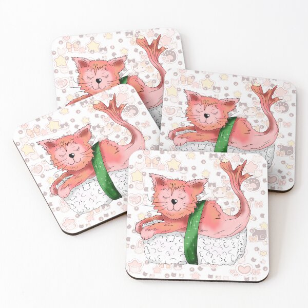 Item preview, sushi cat with cat faces and stars designed and sold by CuisineCat.