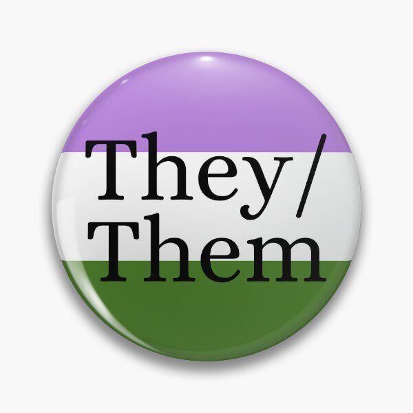 Artikelvorschau, Sie Them Genderqueer Pronomen Gender Queer Identity Pin entworfen und verkauft von prideXrainbow.
