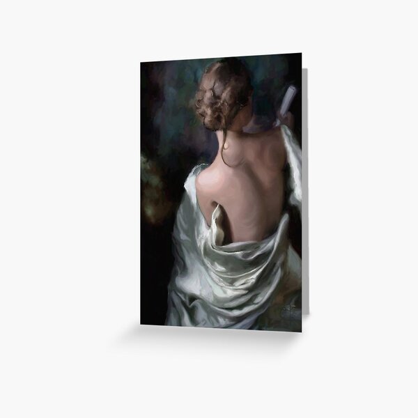 Holding his letter, she listened as his footfalls... Greeting Card