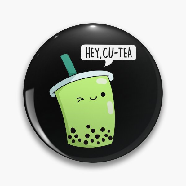 Item preview, Hey Cu-Tea Funny Boba Tea Puns (Dark BG) designed and sold by punnybone.