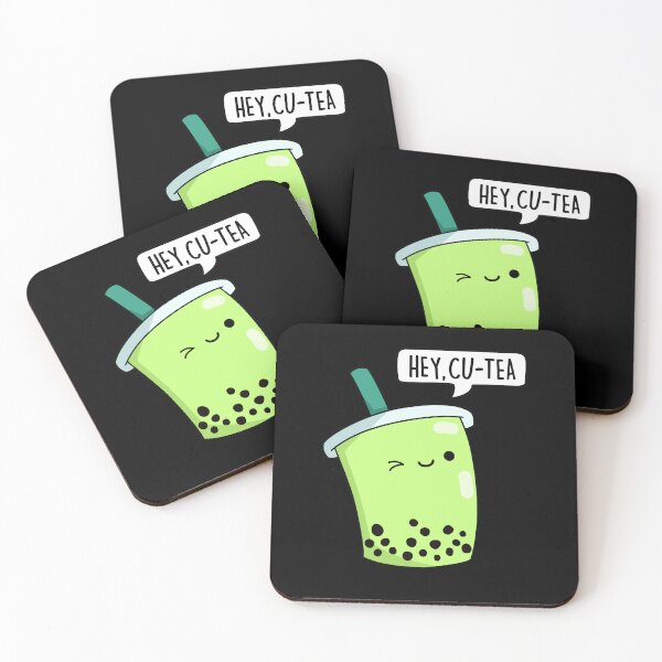 Item preview, Hey Cu-Tea Funny Boba Tea Puns (Dark BG) designed and sold by punnybone.