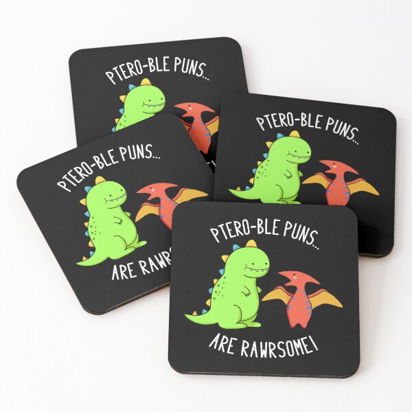 Item preview, Ptero-ble Puns Are Rawrsome Funny Dinosaur Puns (Dark BG) designed and sold by punnybone.