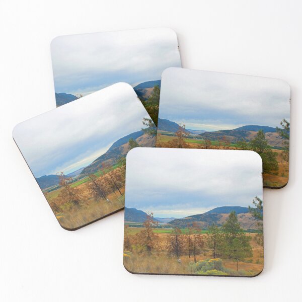 Item preview, Beautiful landscape picture. Blue mountain, yellow and green grasses, trees. designed and sold by naturematters.